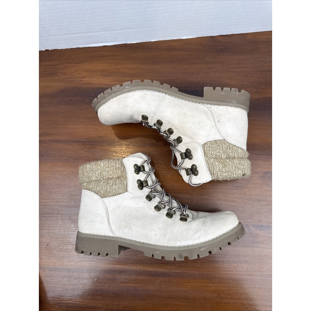 Cliffs by White Mountain Pathfield Lace Up Cuff Winter Boots size 8M Cream - Picture 10 of 13